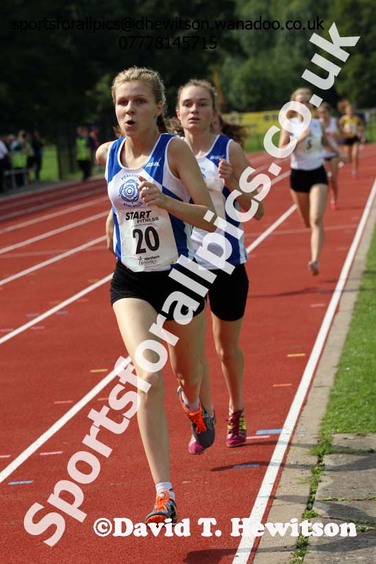 Womens 1500 metres at the Northern Inter-Counties under-17s and 15s at Witton Park, Blackburn. Photo: David T. Hewitson/Sports for All Pics